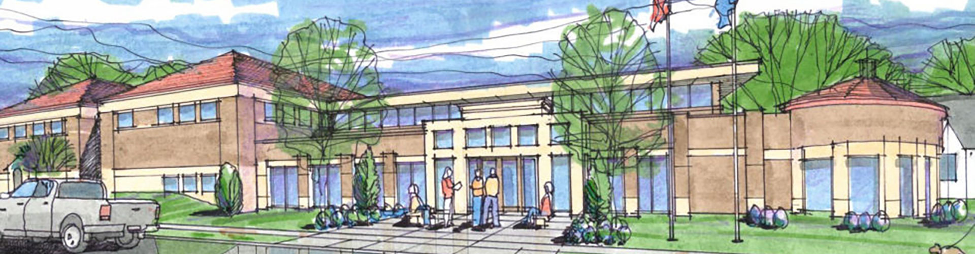 front-elevation-new-library-banner Front Elevation of New Library