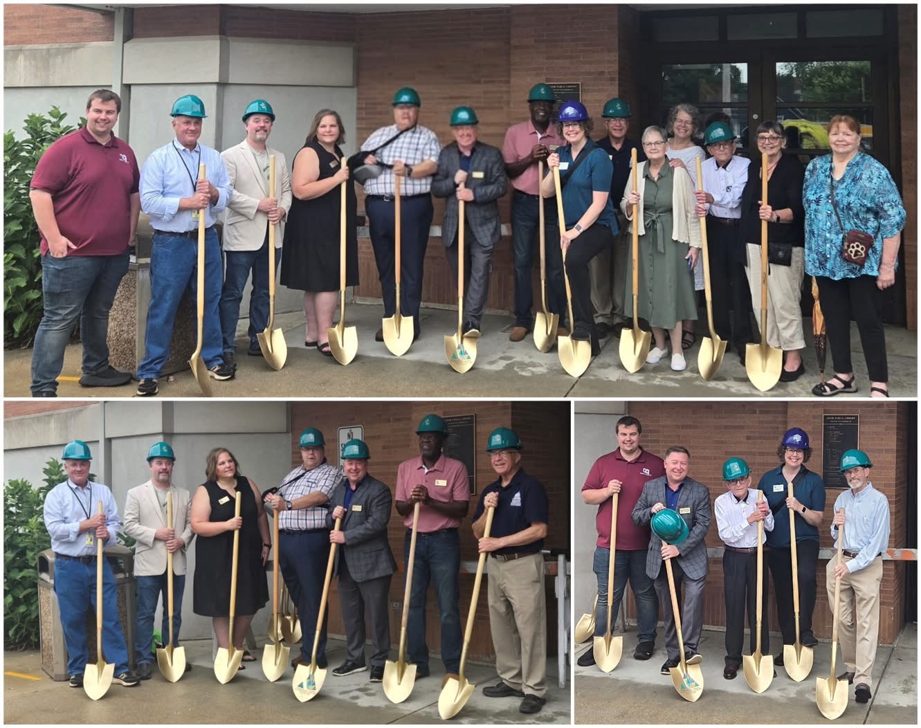 Library groundbreaking photo with people and shovels